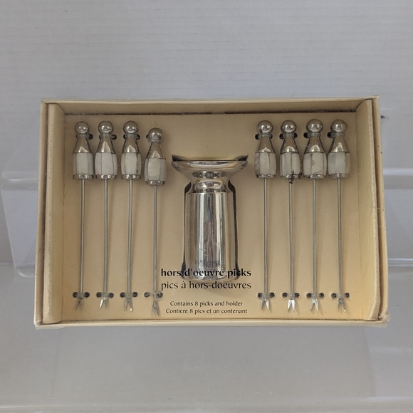 Pier 1 Imports Mother of Pearl & Stainless Steel cocktail hors d'oeuvre - Picture 1 of 7
